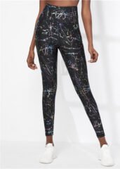 Activewear Manufacturer Ready to Ship Black With Colorful Stripes Printing 7/8 Yoga Leggings With Side Pockets