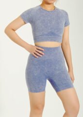 Hot Sale Tight Fitting Seamless Sports Crop Top Shorts Suit Fitness Yoga Set for Women