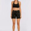 Yoga wear manufacturer golden printing women yoga shorts