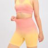 Custom Womens Orange Graduated Color Yoga Gym Fitness 2 Piece Seamless Shorts Sets