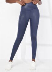 Dark Blue with Transparent Shinny 7/8 Tights with Side Pockets Women Yoga Leggings Wholesale