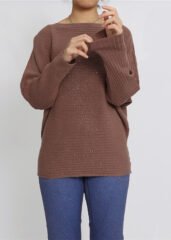 Autumn Winter Loose Long Sleeve Pullover Straight Neck Sweater Women′s Knitting Wear