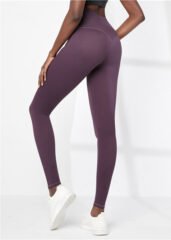 Fashion Custom 7/8 Length Wine Red V Back Butt Women High Waist Yoga Pants Stretch Workout Yoga Leggings