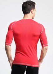 Short sleeve high stretch red function jogging running t-shirts for training