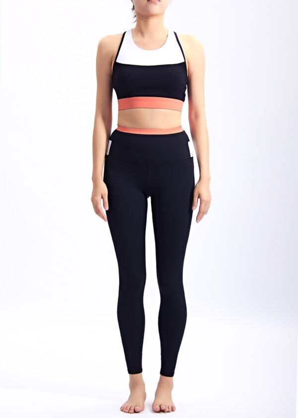 High Impact Patchwork Sports Bra Leggings Set 2 Pieces Women Yoga Sets Gym Fitness Clothing - Image 2