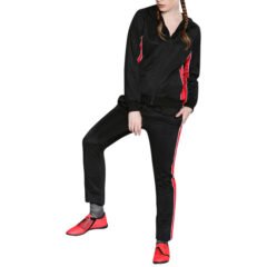 Solid Black Red Side Paneling Tracksuits