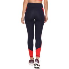 Navy Blue & Red Colorblocked Leggings