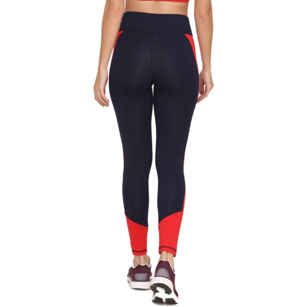 Navy Blue & Red Colorblocked Leggings - Image 2